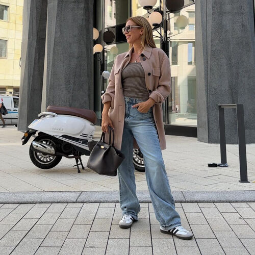 Overhemdjas van wolmix met knopen